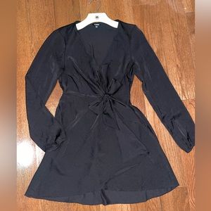 Express Black Mini V-Neck Fit & Flare Dress, XS
